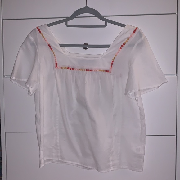 White blouse with Pom Pom fringe - Picture 2 of 2